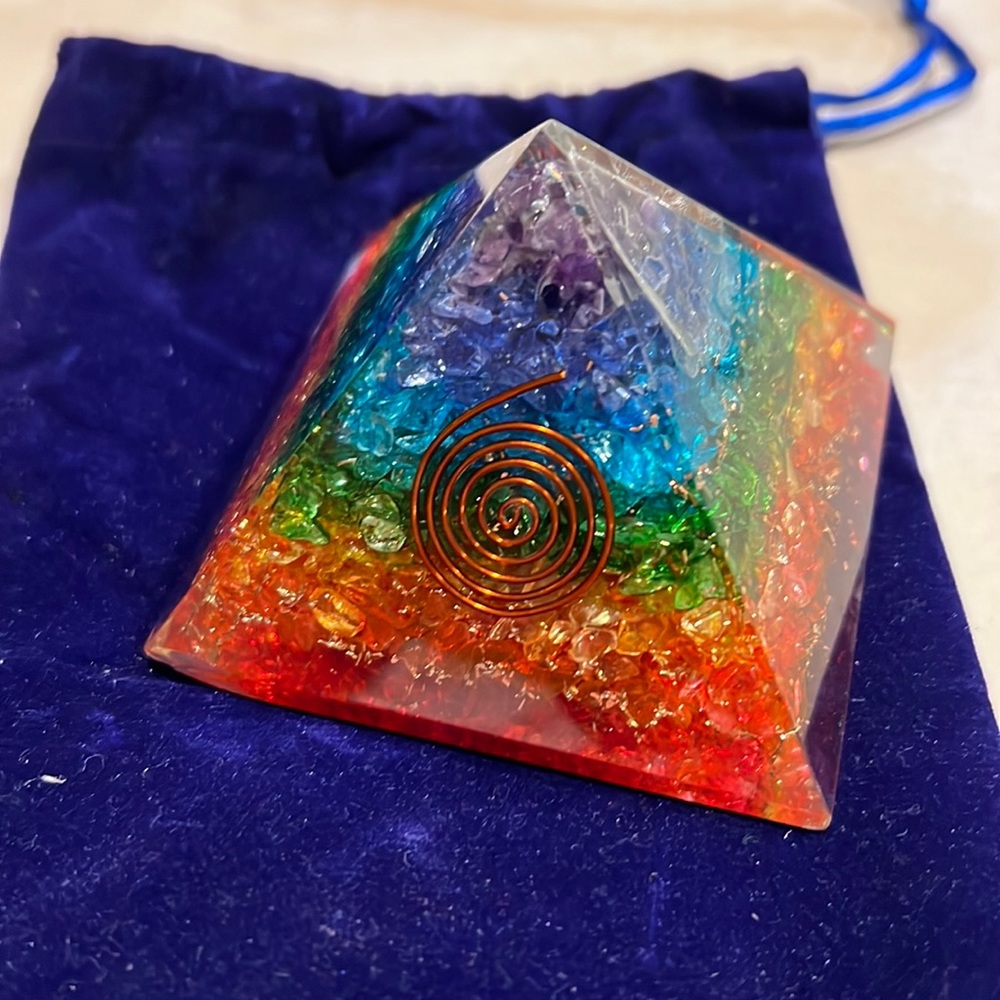 Rainbow 7Chakra Orgonite Energy pyramid